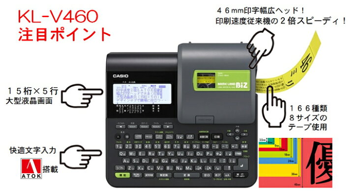 楽天市場】ネームランド 本体 カシオ KL-V460 46mm テープ印字 