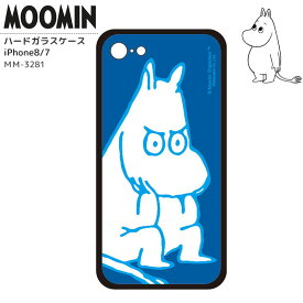 ムーミン iPhoneケース iPhoneカバー iPhone7 iPhone8 ハードガラスケース 背面ガラス 強化ガラス MOOMIN ブルー おしゃれ かわいい キャラクター グッズ