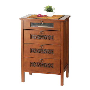 チェスト 収納ボックス 天然木 収納ケース 引き出し4段 幅55cm タンス たんす 収納 収納用品 押入れ収納 衣類収納 衣装ケース 収納棚 リビング収納 家具 整理棚 おしゃれ ブラウン アンティー