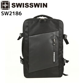 swisswin リュック PC収納 大容量 メンズ ブラック リュックサック 撥水加工 通学 通勤 バッグ おしゃれ カジュアル ビジネス 旅行 アウトドア 出張 登山 スイスウィン プレゼント 父の日