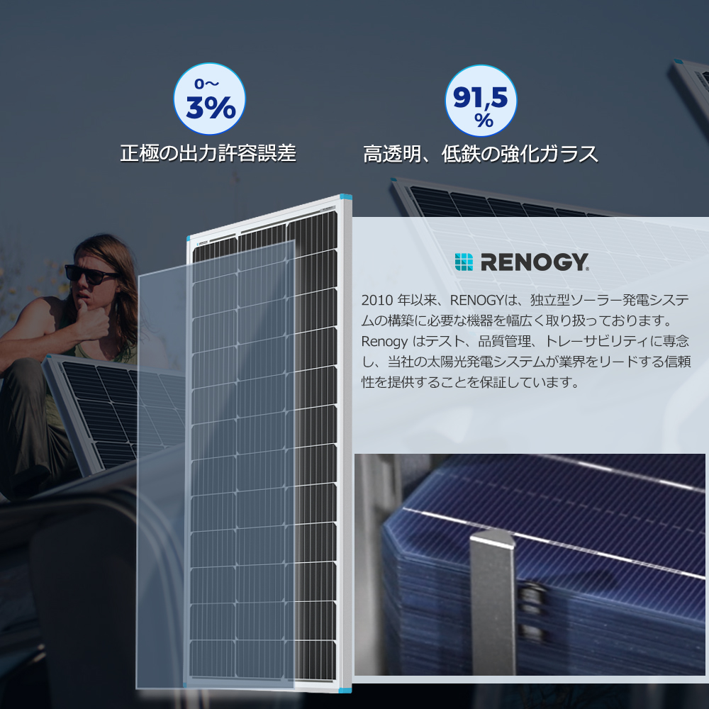 楽天市場】【お勧め商品】レノジー RENOGY ソーラーパネル 100W 単結晶