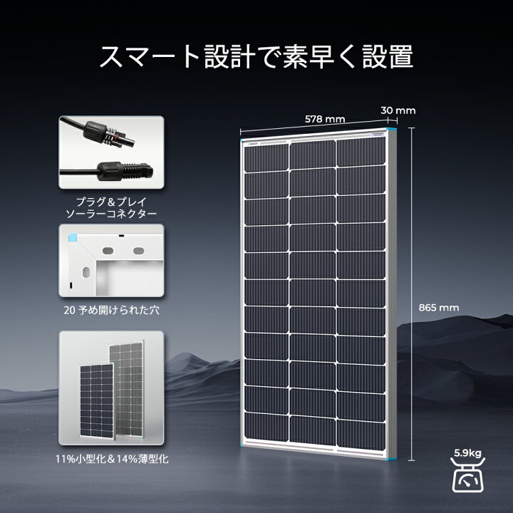 楽天市場】RENOGY 100W ソーラーパネル 12V 対応 単結晶 25%変換効率 