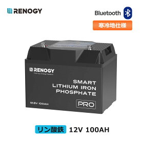 【自己加熱 & Bluetooth】RENOGY 12V 100Ah リン酸鉄リチウムイオンバッテリー 寒冷地仕様 5000回以上サイクル リチウムイオン蓄電池 軽量 RV キャンピングカー サブバッテリー LiFePO4 オフグリッド 地震 防災 停電対策