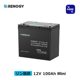 RENOGY 12V 100Ah Mini リン酸鉄リチウムイオンバッテリー 5000回以上サイクル 低温保護 BMS保護 LiFePO4 PSE技適認証取得 最大8台並列 オフグリッド ディープサイクル 防災対策 家庭用蓄電 レノジー Core シリーズ