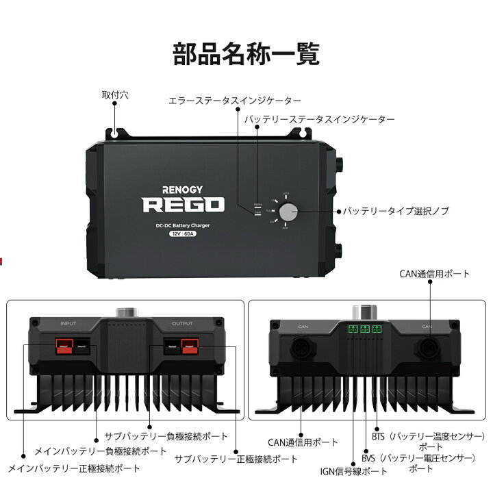 楽天市場】レノジー RENOGY REGOシリーズ 走行充電器 12V 60A  