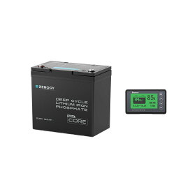 【スーパーSALE限定価格 モニターセット】RENOGY 12V 100Ah Mini リン酸鉄リチウムイオンバッテリー + バッテリーモニター 電圧計＆電流計 大容量 5000回以上サイクル 低温保護 BMS保護 Coreシリーズ LiFePO4 PSE技適認証取得 最大8台並列 レノジー