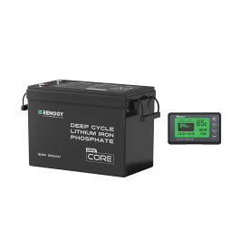 【スーパーSALE限定価格 モニターセット】RENOGY 12V 300Ah Mini リン酸鉄リチウムイオンバッテリー + バッテリーモニター 電圧計＆電流計 大容量 5000回以上サイクル 低温保護 BMS保護 Coreシリーズ LiFePO4 PSE技適認証取得 最大8台並列 レノジー