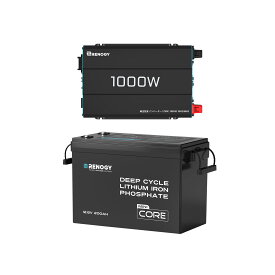 【スーパーSALE限定価格 2点セット】RENOGY 12V 200Ah Mini リン酸鉄リチウムイオンバッテリー + 12V 1000W 純正弦波 インバーター Coreシリーズ パソコン テレビなどの電気製品に対応 レノジー