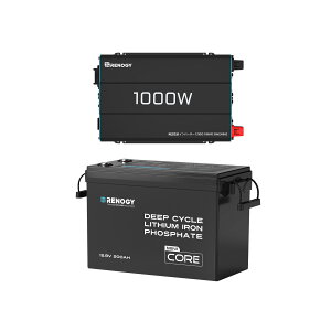 y2_ZbgzRENOGY 12V 200Ah Mini _S`ECIobe[ + 12V 1000W g Co[^[ CoreV[Y p\R erȂǂ̓dCiɑΉ mW[