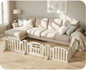 . ベビーサークル 折りたたみ ベビーゲート ベビーフェンス 置くだけ ペットサークル 赤ちゃん 簡単設置 ドア付き 犬 キッズ (White,