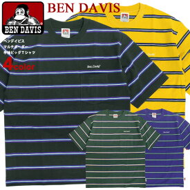 BEN DAVIS Tシャツ ベンデイビス 2022 マルチボーダー ビッグシルエット 半袖Tシャツ メンズ ベンデイヴィス ロゴ刺繍 ビッグT ボーダー柄 ヘビーウエイト オーバーサイズ 半T ストリート カジュアル アメカジ トップス BEN-1878