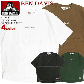 BEN DAVIS Tシャツ ベンデイビス ロゴ刺繍 ビッグシルエット 半袖 フットボールTシャツ メンズ ビッグ 半袖Tシャツ オーバーサイズ ベンデイヴィス ビッグTシャツ ラウンドヘム ユニセックス カジュアル アメカジ トップス BEN-1918