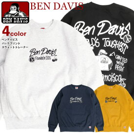 BEN DAVIS スウェット ベンデイビス トレーナー ロゴ 刺繍 イラスト バックプリント クルーネック スエット 裏起毛 ワイド メンズ ユニセックス ベンデイヴィス bendavis アメカジ ストリート カジュアル BEN-2096