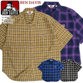 BEN DAVIS 半袖シャツ ベンデイビス ビッグシルエット チェックシャツ メンズ ボタンシャツ ベンデイヴィス ゴリラタグ ビッグサイズ チェック柄 シャツ 半袖 ワークカジュアル アメカジ ストリート カジュアル ビッグシャツ BEN-1598