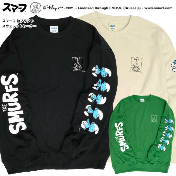 楽天市場】スマーフ スウェット THE SMURFS 袖プリント クルーネック 