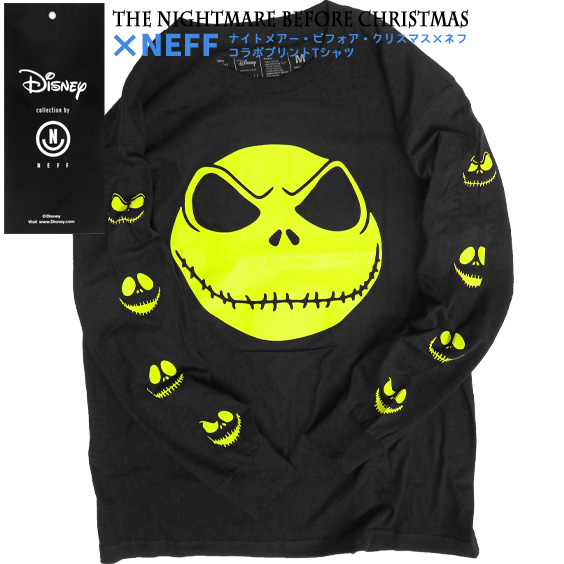 ナイトメアービフォアクリスマス Tシャツ NEFF DISNEY The Nightmare Before Christmas ジャックスケリントン  プリント Tシャツ ディズニー コラボ ネフ ボックスロゴ プリントTシャツ キャラT TSL-120 | ＲＥＮＯＶＡＴＩＯ