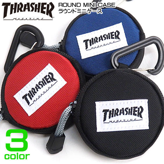 Thrasher コインケース カラビナ付きでバッグなどに装着出来る 小銭や鍵などを収納出来るコンパクトなサイズ感 可愛らしい丸型のラウンドミニケースです カラビナ付き 小銭入れ スラッシャー ラウンドミニケース ブランドタグ Thrasher 1031 小物 財布 Thrasher 商品番号