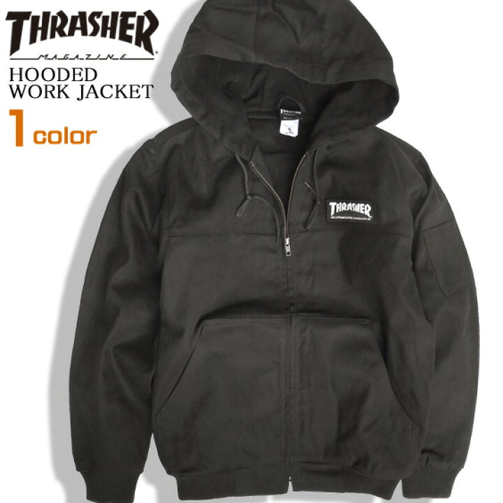 楽天市場】THRASHER ジャケット フード付き ワークジャケット ツイル 