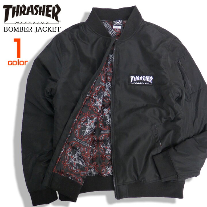 楽天市場】THRASHER ジャケット ロゴ刺繍 ボンバージャケット メンズ 