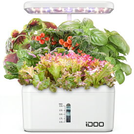 iDOO 水耕栽培キット すいこう栽培キット 家庭菜園 室内 水耕栽培 水中ポンプ搭載 同時に8株野菜栽培可能 植物育成LEDライト付き 野菜栽培セット ライトパネルの高さ調節可能 プレゼント 送料無料 一年保証