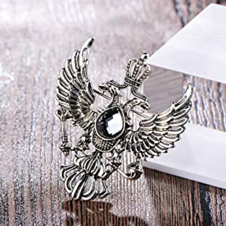 楽天市場 Mechosen 二頭の鷲 アンティーク メンズ ブローチ 鷹と翼 鳥 王冠 クラウン 神聖ローマ帝国 ロシア 国章 紋章 カッコいい クール クリスタル 大粒 ファッション ラペルピン 安全ピン ピン バッジ 高い値札 バッジ ゴシック おしゃれ 個性 古金 レトロ シルバー