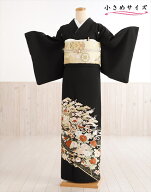 手刺繍 小さめ 留袖レンタル ts235s 黒留袖レンタル Sサイズ 150cm前後 結婚式 母親 最高級 留め袖 正絹 …