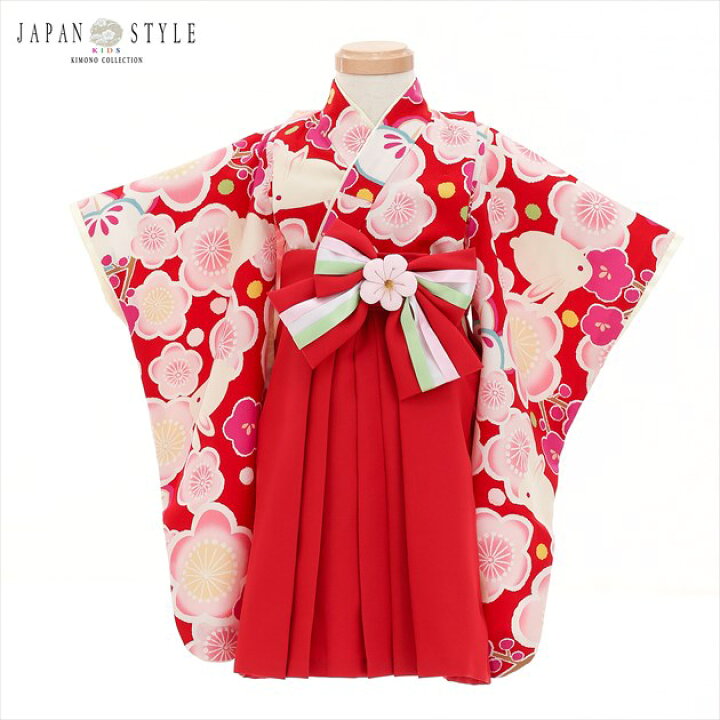 楽天市場 １歳 着物レンタル 初節句 桃の節句 Jbk065 お誕生日 女の子 高級ブランド 袴タイプ １歳女児 ベビー 一才 結婚式 イベント 赤ちゃん着物 80cm前後 お祭り ジャパンスタイル 赤地にかわいいうさぎリボン レンタル 貸衣裳 ぽえむ