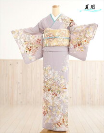 訪問着レンタル【夏用】【単衣】「ジャパンスタイル」淡い紫に繚彩慶華 sh1047【訪問着フルセット】/単/着物レンタル/お宮参り/貸衣装/イベント/kimono/サマー/夏/6月/7月/8月/9月/付け下げ/結婚式/涼しい/ママ/母/母親/houmongi 【fy16REN07】【レンタル】