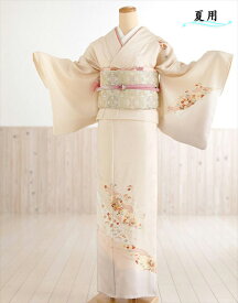 単衣 訪問着レンタル 夏用 sh1089 着物レンタル 付下げ フルセット 結婚式 お宮参り kimono 夏 6月 7月 8月 9月 付け下げ 涼しい ママ 母 母親 houmongi 正絹「ライトクリームに古典吉祥華」【fy16REN07】【レンタル】