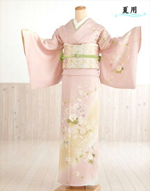 単衣 訪問着レンタル 夏用 sh1093 着物レンタル 付下げ フルセット 結婚式 お宮参り kimono 夏 6月 7月 8月 9月 付け下げ 涼しい ママ 母 母親 houmongi 正絹「上品なピンクに彩り吉祥華」【fy16REN07】【レンタル】