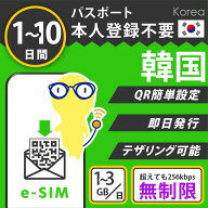 【 韓国 eSIM 】 即日発行 1日間 2日間 3日間 4日間 5日間 6日間 7日間 1GB 2GB 3GB/1日 低速無制限 デー…