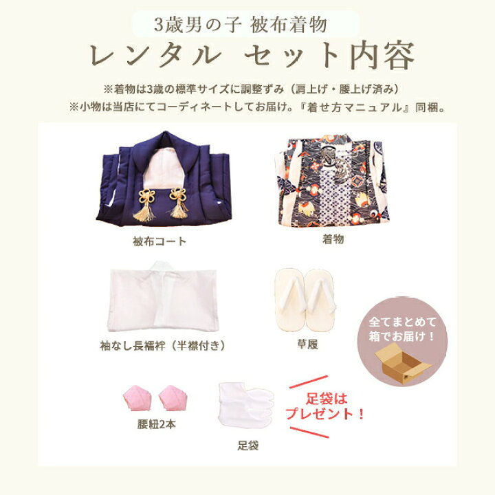 楽天市場】七五三 着物 3歳 レンタル 753 3歳 男の子 フルセット ( 三 
