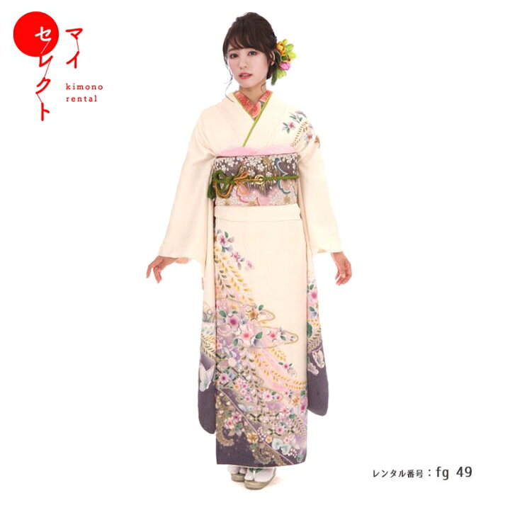 楽天市場】振袖 レンタル 成人式 〔fg_49b / 51-3360白地小花蝶〕結婚 