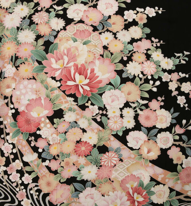 楽天市場】留袖 レンタル mito_101 N-127 祝宴の花々 正絹 着物 黒留袖