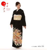 【レンタル】 黒留袖 mito_255 / N-216 徳川絵巻 鳳凰 フリー 大きいサイズ 広幅 正絹 結婚式 往復送料無…
