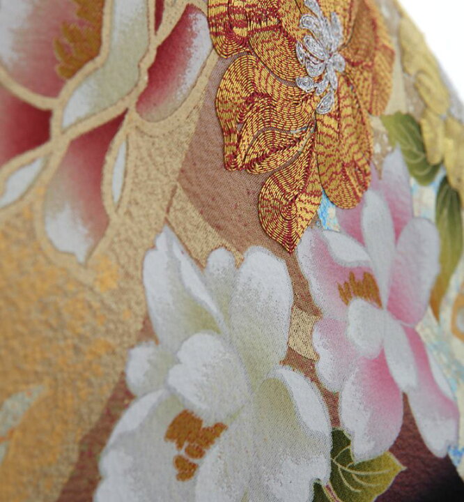 楽天市場】黒留袖 レンタル mito_374 MR-2903 色紙に金刺繍花 正絹 