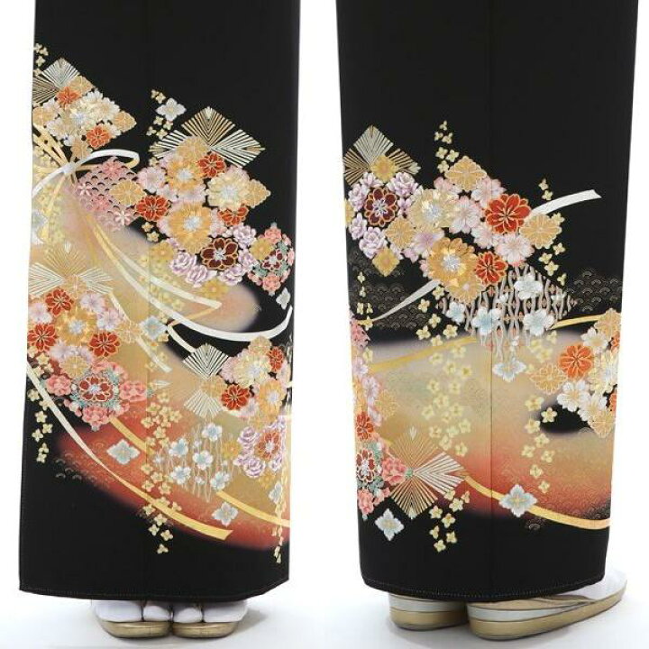 楽天市場】黒留袖 レンタル mito_393 MR-2905 若松花菱 S 正絹 結婚式 