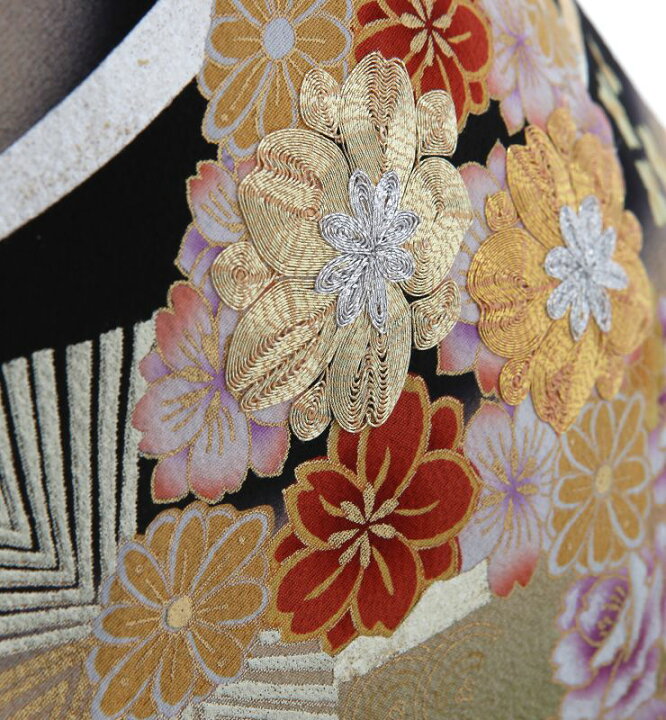 楽天市場】黒留袖 レンタル mito_393 MR-2905 若松花菱 S 正絹 結婚式 