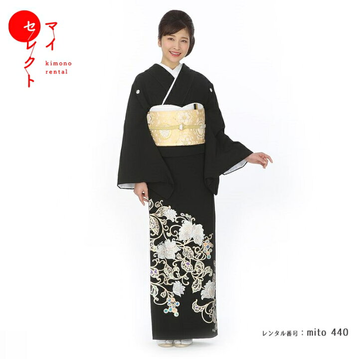 楽天市場】留袖 レンタル mito_440 和田光正 大花更紗 女性 正絹 黒 