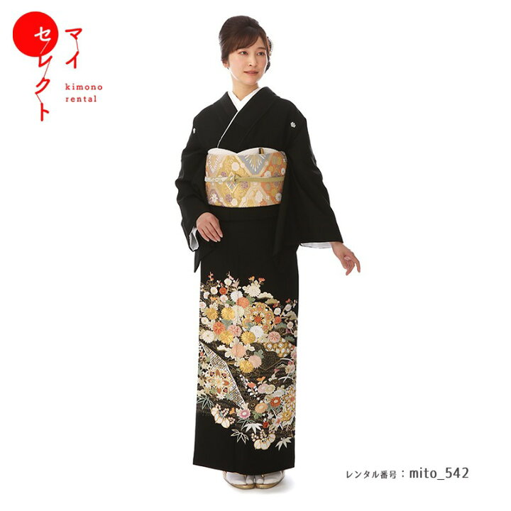 楽天市場】留袖 レンタル 総刺繍 mito_542/手刺繍 松竹梅に四季花 黒  