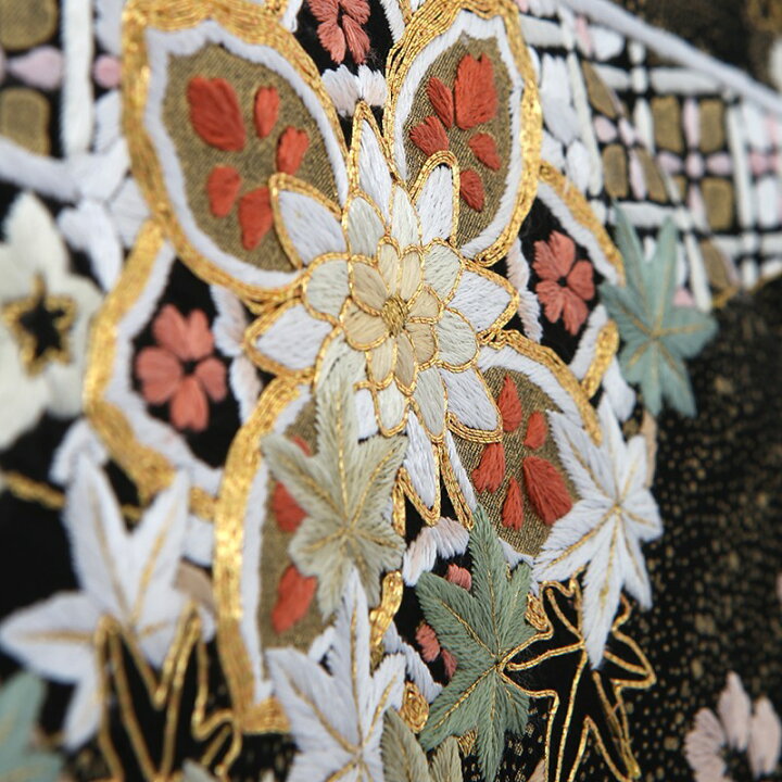 楽天市場】留袖 レンタル 総刺繍 mito_542/手刺繍 松竹梅に四季花 黒 