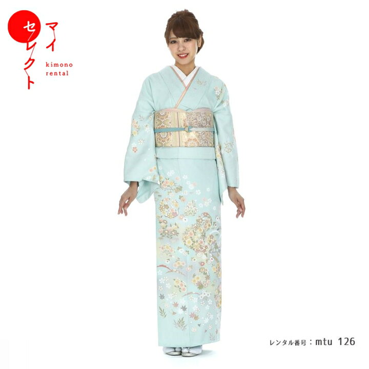 楽天市場】訪問着 レンタル 正絹 七五三 mtu_126 MR-1012 矢来露芝花丸 