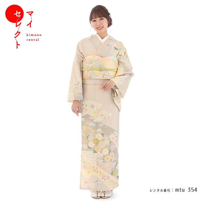 楽天市場】訪問着 レンタル JAPAN STYLE ベージュ mtu_354 結婚式 往復 