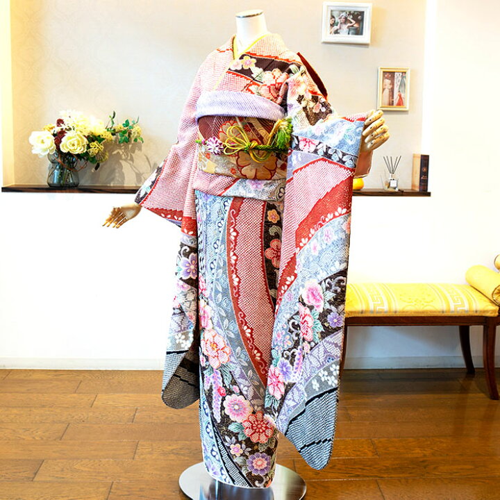 楽天市場】【振袖 レンタル】[赤絞り 熨斗柄] 振袖フルセットレンタル
