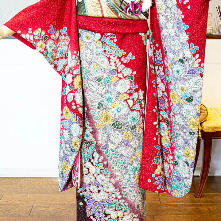 楽天市場】【振袖 レンタル】[赤地に辻ヶ花と藤] 振袖フルセット  