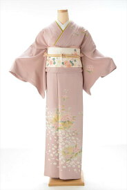 レンタル訪問着フルセット158cm〜163cm前後 母親/卒業式/入学式/七五三/結婚式/披露宴/卒園式/お宮参り/表彰式/お茶会/《新品足袋プレゼント》【レンタル　訪問着】【訪問着 レンタル フルセット】【着物　レンタル】【貸衣装】【パーティー】ローズピンク花柄1.80