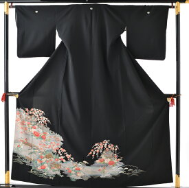 【★黒留袖・留袖のフルセットレンタル★】【留袖　レンタル】（レンタル留袖）（黒留袖レンタル）　【レンタル　黒留袖】【黒留袖　レンタル】【貸衣装】【結婚式】【留袖フルセット】☆新品足袋プレゼント☆【女性和服】【母親】家橋しだれ梅　1.70