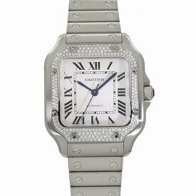 [ローン24回無金利] カルティエ サントス ドゥ カルティエ ウォッチ MM ベゼル ダイヤモンド W4SA0005 シルバー ユニセックス 新品 送料無料 腕時計
