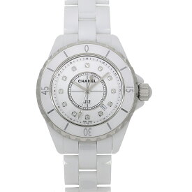 [ローン24回無金利] シャネル J12 ホワイトセラミック 33MM ホワイト×12Pダイヤモンド H1628 ホワイト レディース 中古 送料無料 腕時計