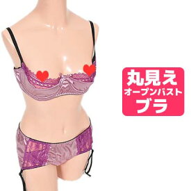 ブラ ショーツ セット オープンブラ 丸見えブラ 穴あき L～LL 3Lサイズ 丸見え悩殺SEXYフルバスト オープン ブラ ＆ 穴あき Tバックショーツ＆ガーターベルト セット 大きいサイズ」 ナイトブラ 半分カップ セクシー［[bighalf-bura-33]］【メール便をご選択で 送料無料 】